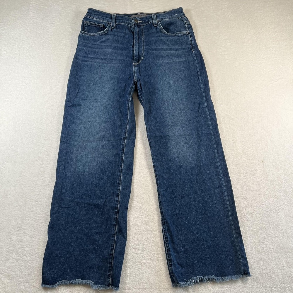 Joes Jeans High Rise Freya Wide Leg Crop Jeans Womens 29 Blue Med Wash Raw Hem